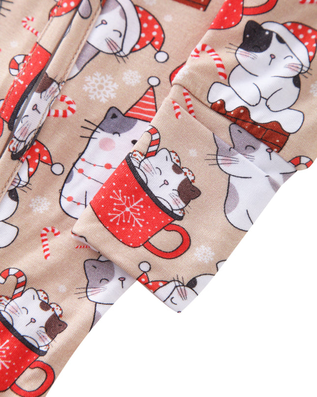 PoshTOT Holiday Kittes Bamboo Baby Convertible Zippy Romper