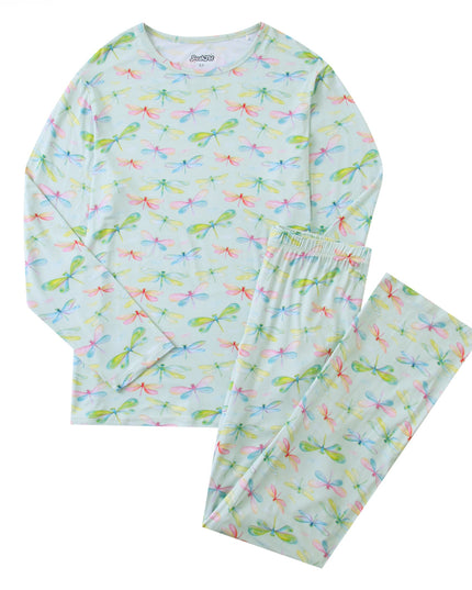 PoshTOT Dragonfly Bamboo Adult Two-Piece Long Sleeve Pajama Set