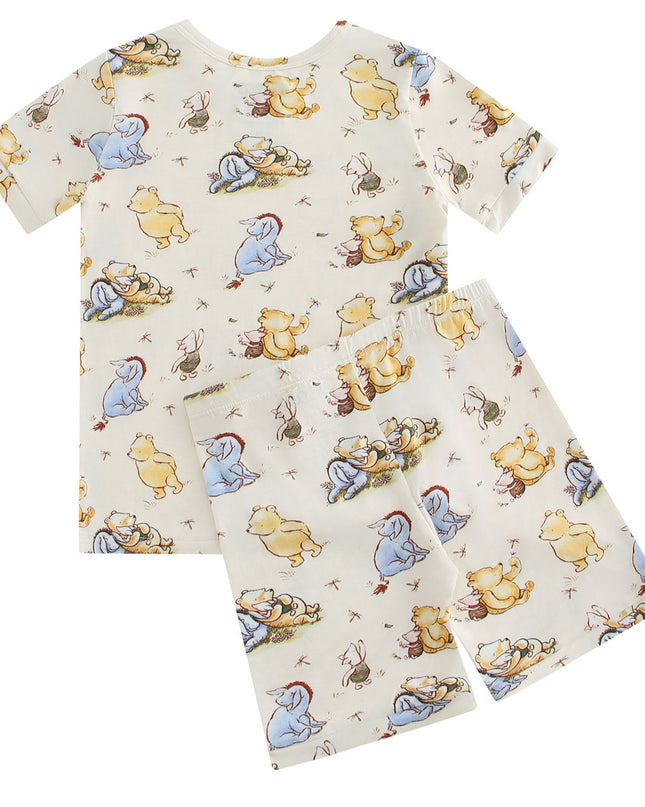 PoshTOT Little Yellow Bear Print 2 Piece Short Sleeves PJ Set