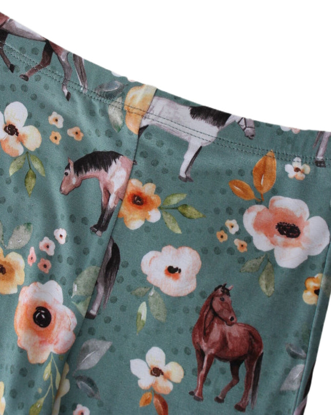 PoshTOT Forest Green Mustang 2 Piece PJ Set