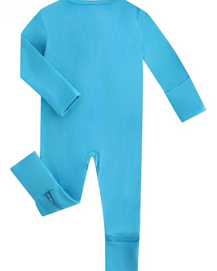 PoshTOT Blue Bamboo Baby Convertible Zippy Romper