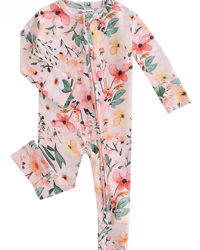PoshTOT Small Floral Prints Bamboo Baby Convertible Zippy Romper