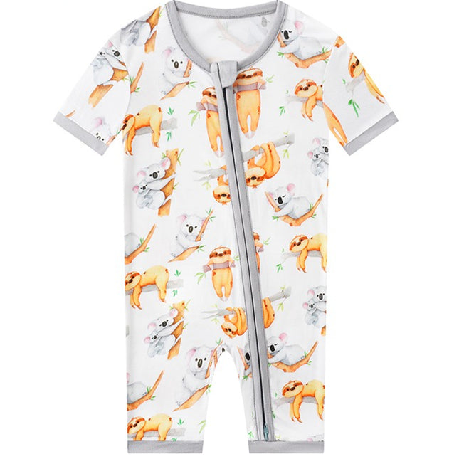 PoshTOT Sloth Bamboo Baby Shorty Zippy Romper