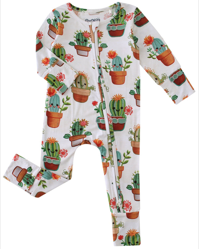PoshTOT Cactus Bamboo Baby Convertible Zippy Romper