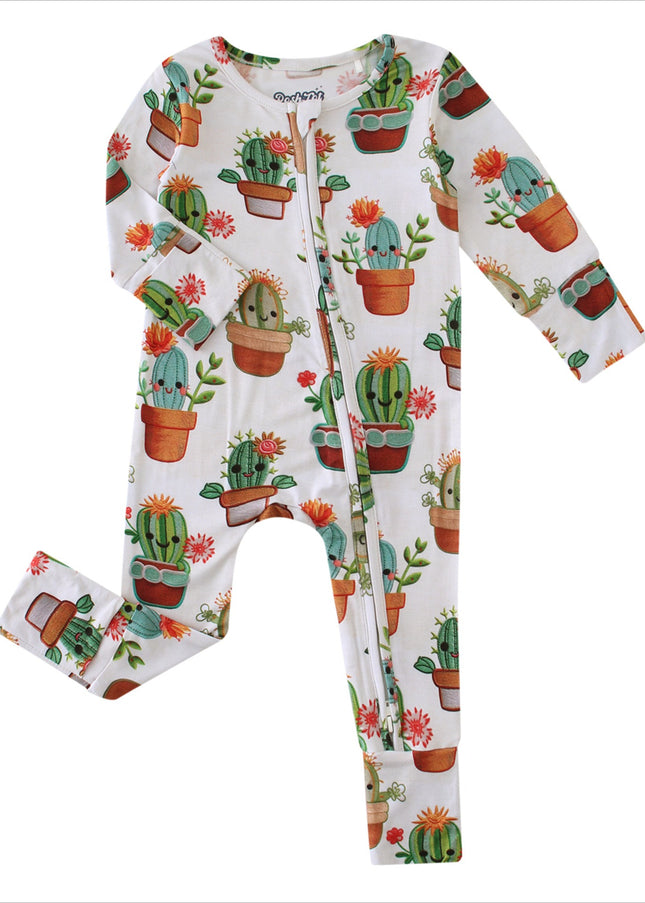 PoshTOT Cactus Bamboo Baby Convertible Zippy Romper