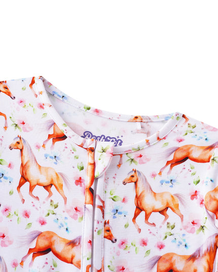 PoshTOT Horse Bamboo Baby Convertible Zippy Romper
