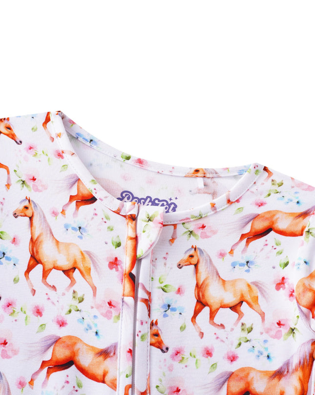 PoshTOT Horse Bamboo Baby Convertible Zippy Romper