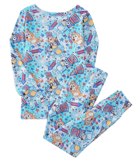 PoshTOT Blue Dog Bamboo 2 Piece PJ Set kid