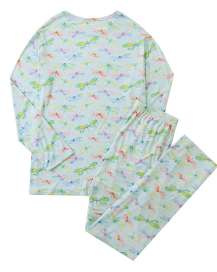 PoshTOT Dragonfly Bamboo Adult Two-Piece Long Sleeve Pajama Set