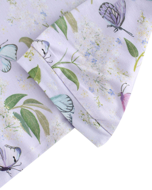 PoshTOT Purple Butterfly Print 2 Piece Short Sleeves PJ Set