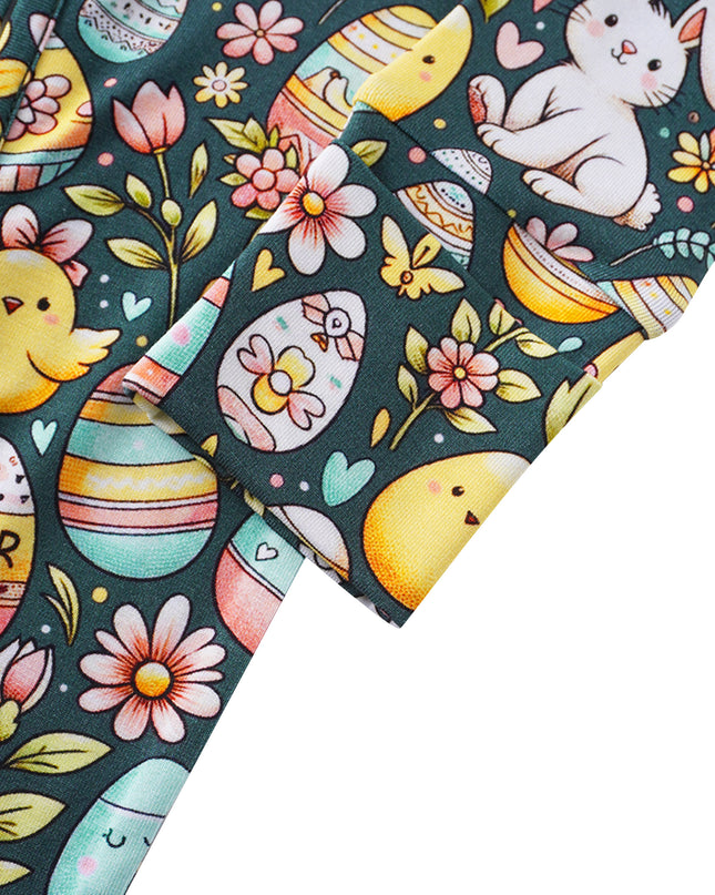 PoshTOT Easter Bunnies & Eggs Bamboo Baby Convertible Zippy Romper