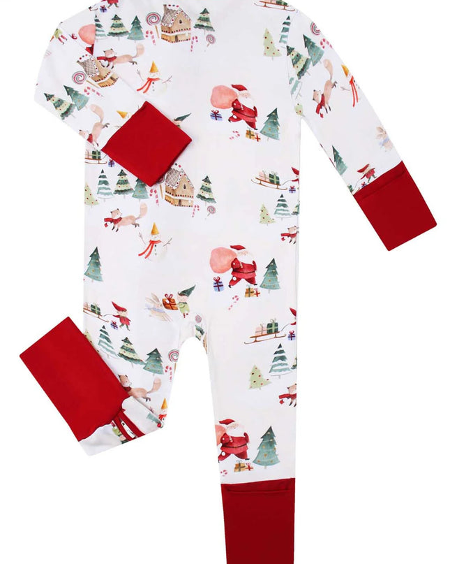 PoshTOT Santa Claus Bamboo Baby Convertible Zippy Romper