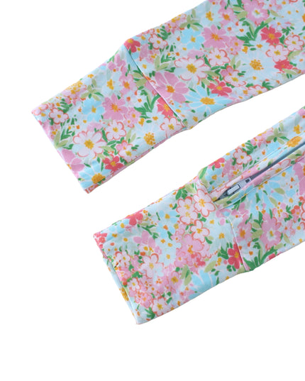 PoshTOT Spring Floral Bamboo Baby Convertible Zippy Romper