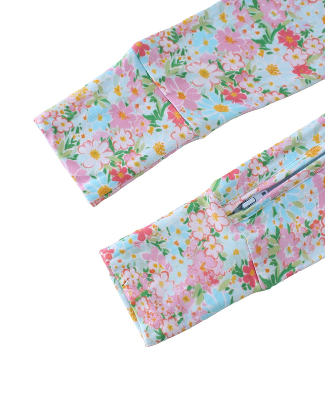 PoshTOT Spring Floral Bamboo Baby Convertible Zippy Romper