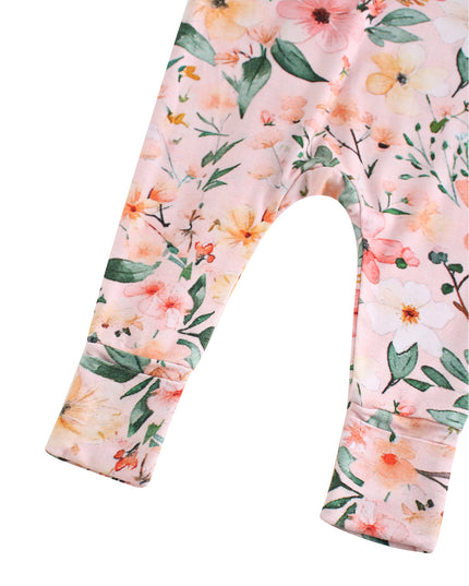 PoshTOT Small Floral Prints Bamboo Baby Convertible Zippy Romper