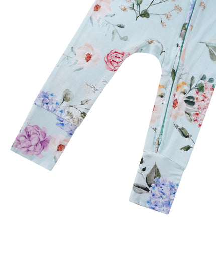 PoshTOT Hydrangea Bamboo Baby Convertible Zippy Romper