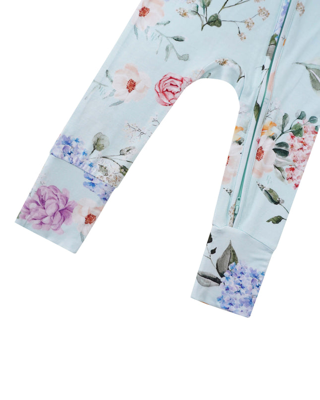 PoshTOT Hydrangea Bamboo Baby Convertible Zippy Romper