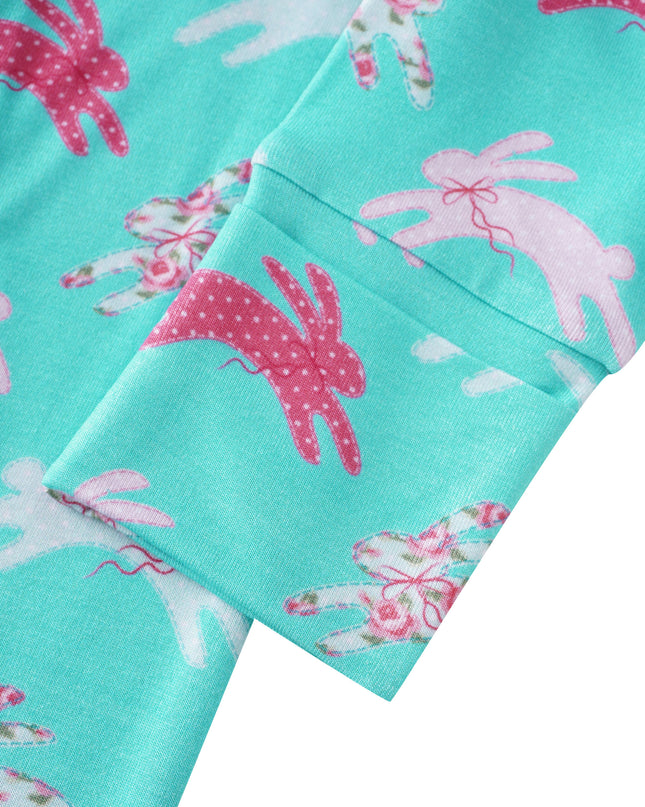 PoshTOT Little Flower Rabbit Bamboo Baby Convertible Zippy Romper