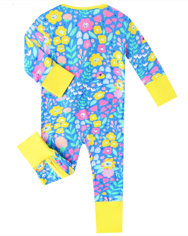 PoshTOT Blue Tulip Bamboo Baby Convertible Zippy Romper