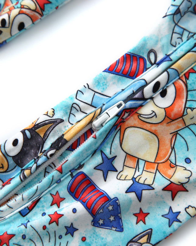 PoshTOT Blue Dog Baby Bamboo Baby Convertible Zippy Romper