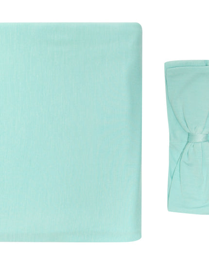 PoshTOT Green Swaddle With Headband Set