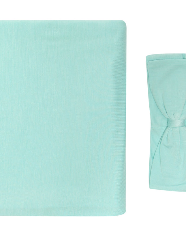 PoshTOT Green Swaddle With Headband Set