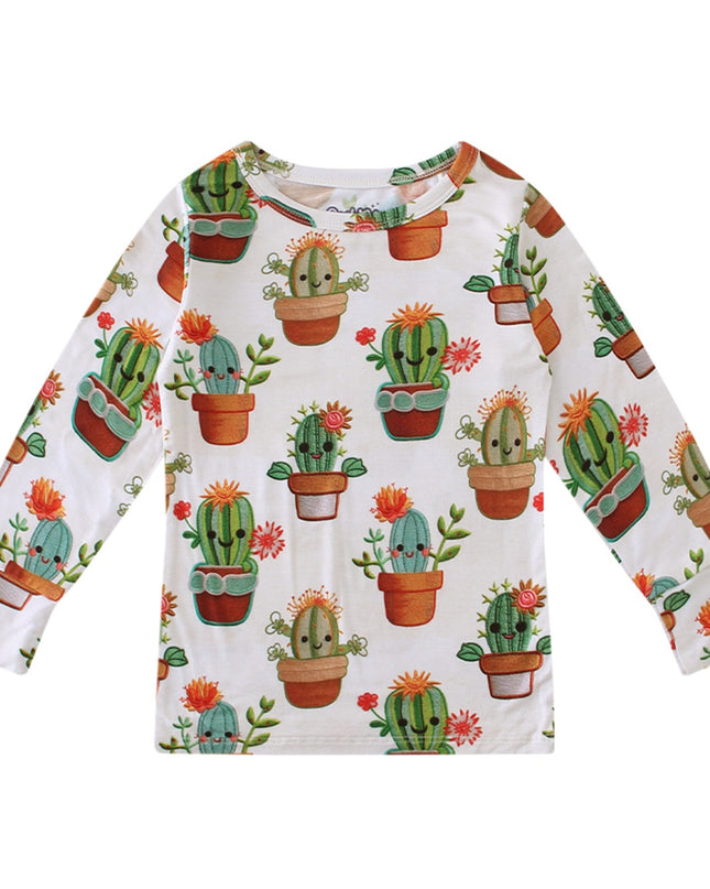 PoshTOT White Cactus Print 2 Piece PJ Set