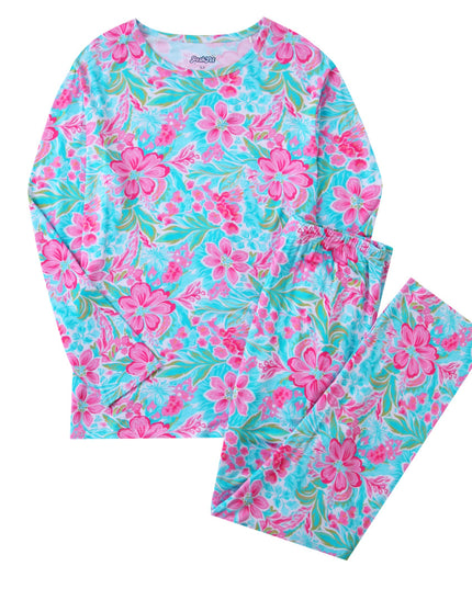 PoshTOT Peony Flower Bamboo Adult Two-Piece Long Sleeve Pajama Set