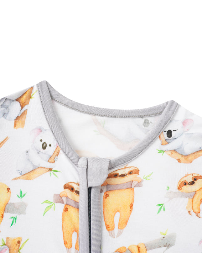 PoshTOT Sloth Bamboo Baby Shorty Zippy Romper