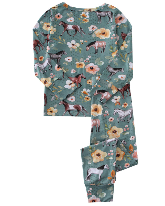 PoshTOT Forest Green Mustang 2 Piece PJ Set