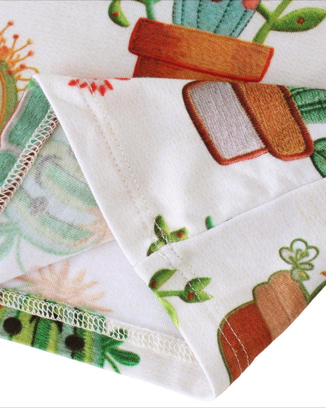 PoshTOT White Cactus Print 2 Piece PJ Set