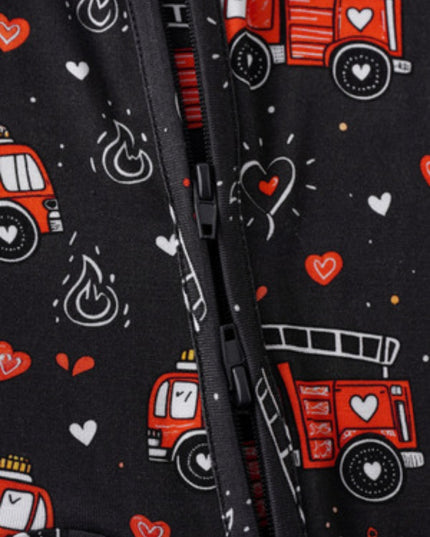 PoshTOT Fire Truck Bamboo Baby Convertible Zippy Romper