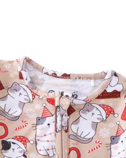 PoshTOT Holiday Kittes Bamboo Baby Convertible Zippy Romper