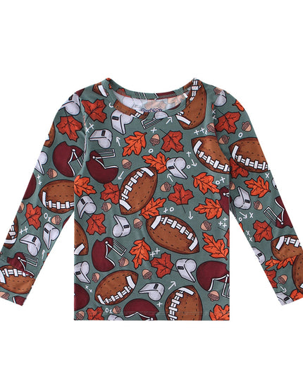 PoshTOT Fall Football 2 Piece PJ Set