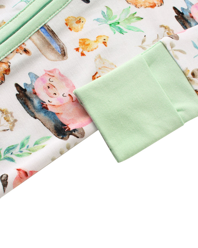 PoshTOT Little Yellow Sheep Bamboo Baby Convertible Zippy Romper