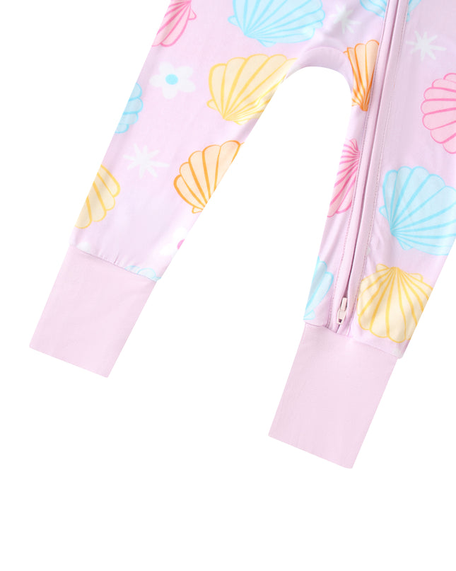 PoshTOT Colorful Seashell Bamboo Baby Convertible Zippy Romper