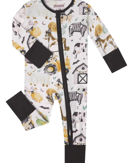 PoshTOT Halloween Farm Bamboo Baby Convertible Zippy Romper