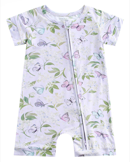 PoshTOT Butterfly Bamboo Baby Convertible Zippy Romper
