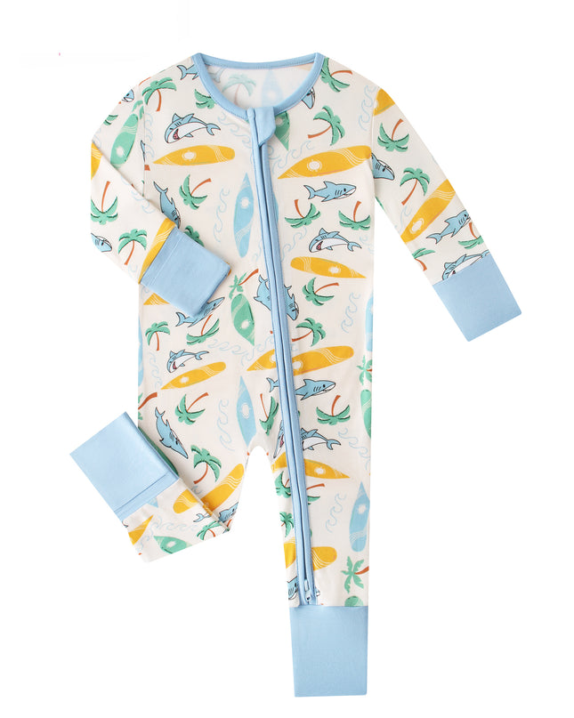 PoshTOT Beach Surfing Bamboo Baby Convertible Zippy Romper