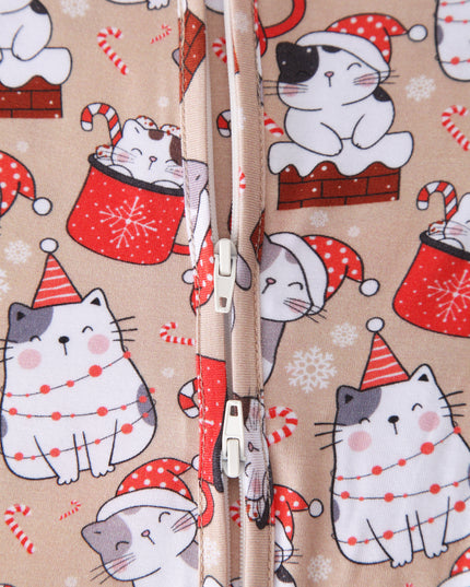 PoshTOT Holiday Kittes Bamboo Baby Convertible Zippy Romper