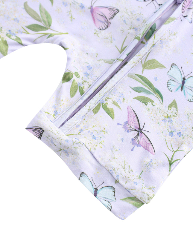 PoshTOT Purple Butterfly Bamboo Baby Shorty Zippy Romper