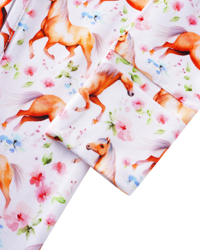 PoshTOT Horse Bamboo Baby Convertible Zippy Romper