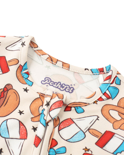 PoshTOT Hamburger Bamboo Baby Convertible Zippy Romper