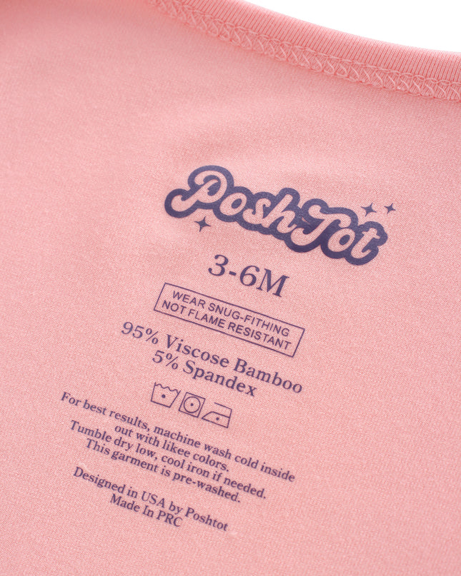 PoshTOT Pink Bamboo Baby Convertible Zippy Romper
