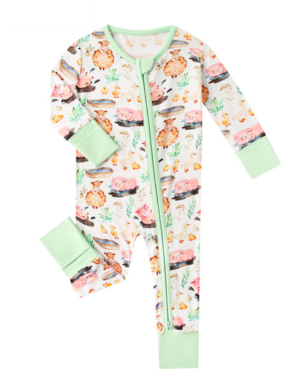 PoshTOT Little Yellow Sheep Bamboo Baby Convertible Zippy Romper