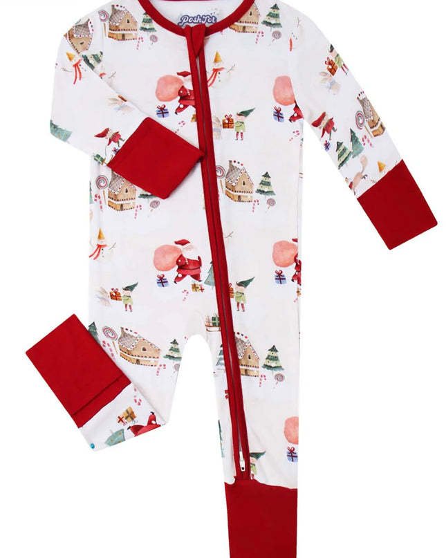 PoshTOT Santa Claus Bamboo Baby Convertible Zippy Romper