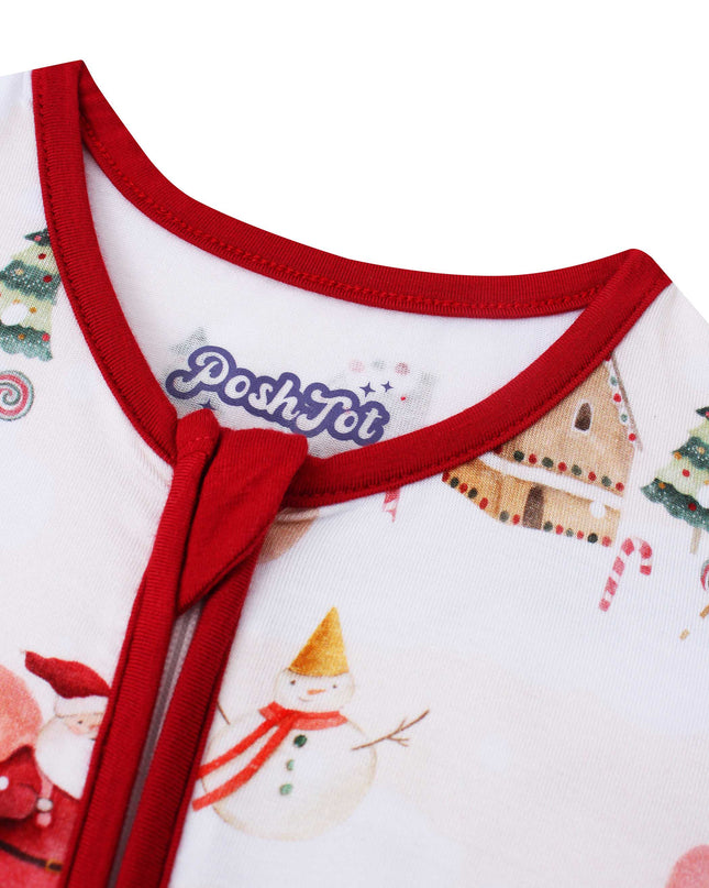 PoshTOT Santa Claus Bamboo Baby Convertible Zippy Romper