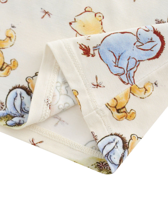 PoshTOT Little Yellow Bear Print 2 Piece Short Sleeves PJ Set