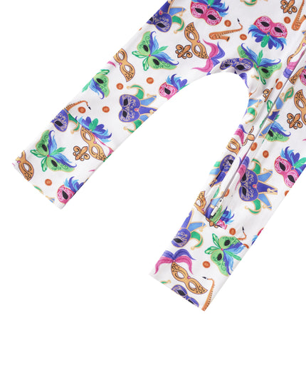 PoshTOT Mardi Gras Bamboo Baby Convertible Zippy Romper