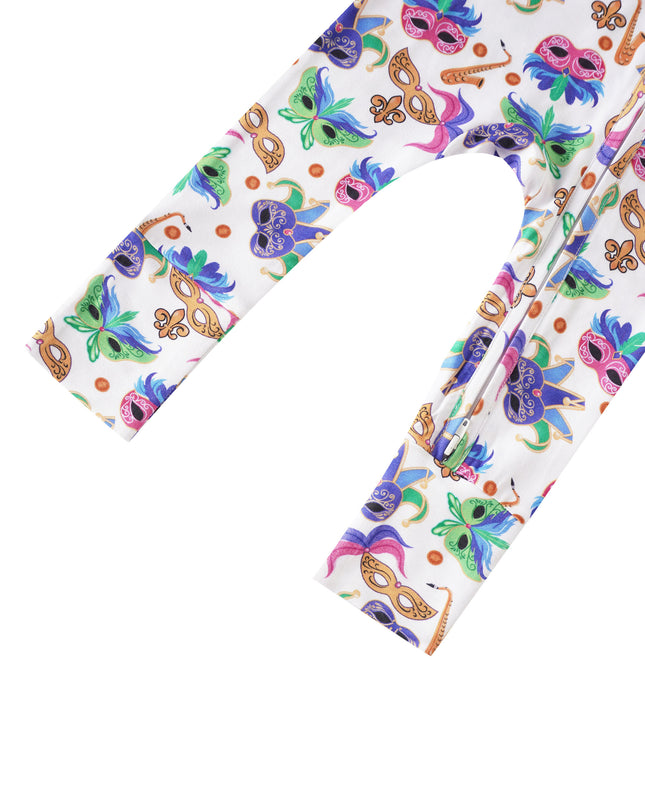 PoshTOT Mardi Gras Bamboo Baby Convertible Zippy Romper